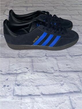 Adidas Gazelle Black Suede with Blue. Size 12